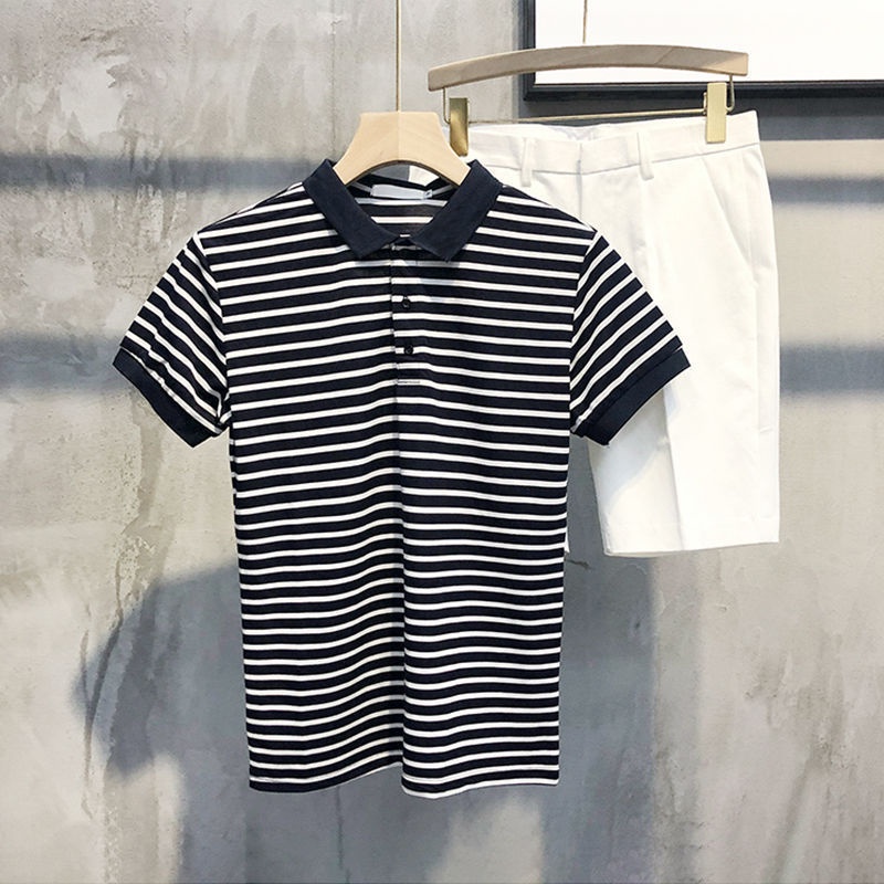 Áo polo adidas lelaki Tay Ngắn Dáng Ôm Họa Tiết Kẻ Sọc Thời Trang Mùa Hè Cho Nam Và Nữ