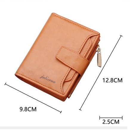 Ví da ngắn đựng thẻ đa năng phối khóa kéo cá tính cho nam