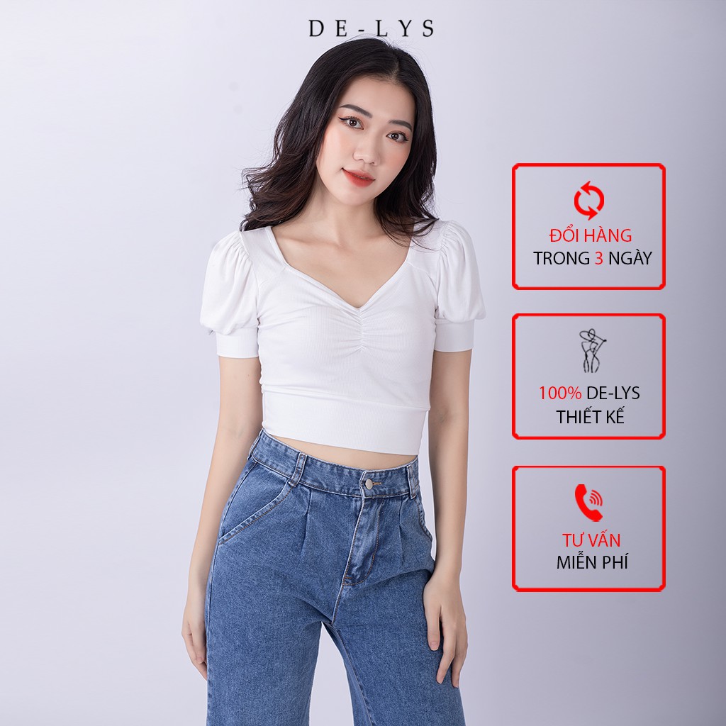 Quần jean ống rộng nữ lưng cao Delys quần bò ống rộng nữ cạp cao