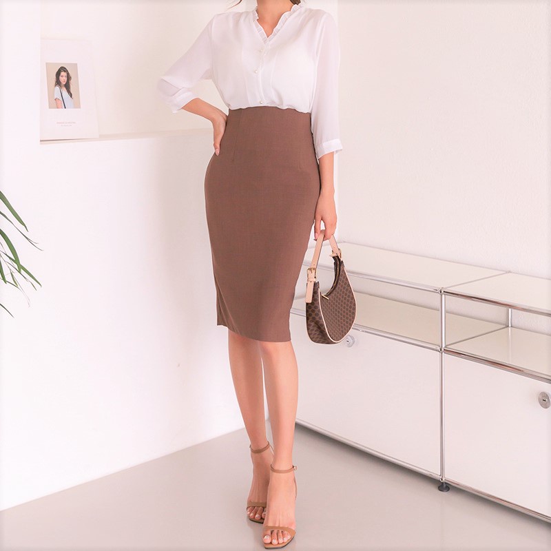Chân Váy Công Sở Bút Chì Dài Tới Gối Màu Nâu CHIPY From Ôm Lưng Thun Cạp Cao Cá Tính Kiểu Vintage, Ulzzang Đẹp MCV201 | BigBuy360 - bigbuy360.vn