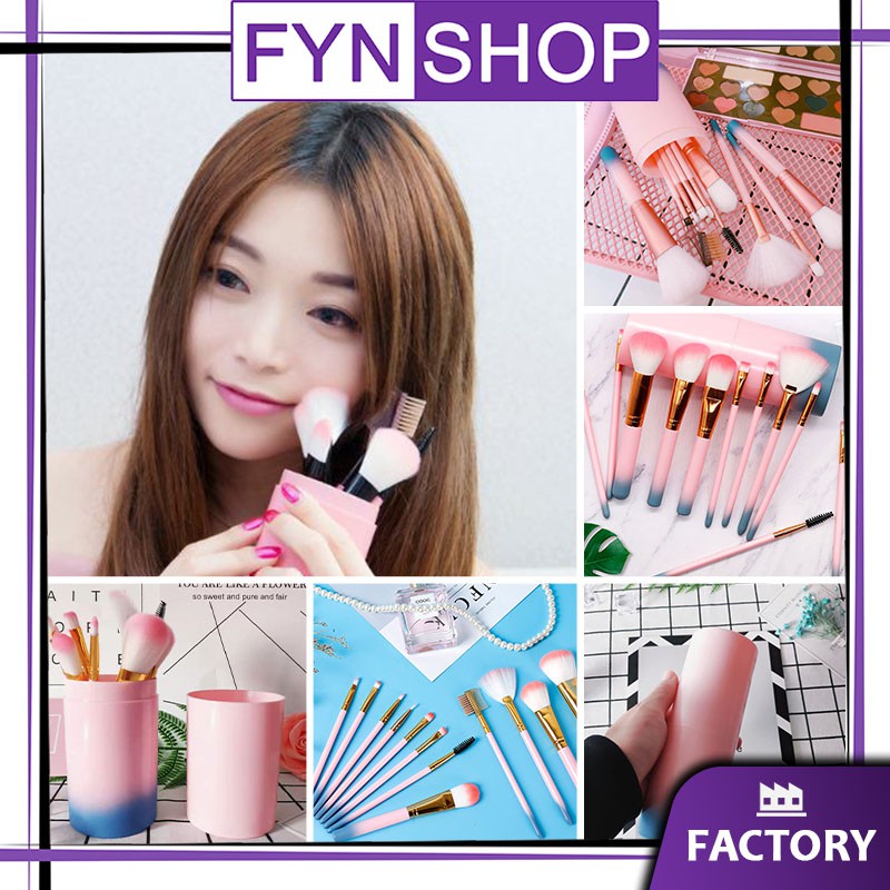 (hàng Mới Về) Bộ 12 Cọ Trang Điểm Fynshop Mu02 Màu Hồng | BigBuy360 - bigbuy360.vn