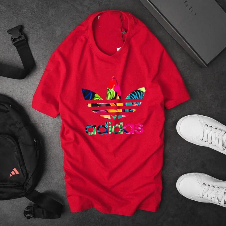 Áo thun nam in logo adidas hoạ tiết hoa văn, áo phông tay ngắn cổ tròn ⚡