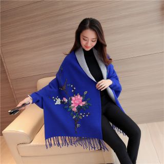 Áo len thêu hoa dạng khăn choàng ALTH99 (HÀNG ORDER 10-15 NGÀY)