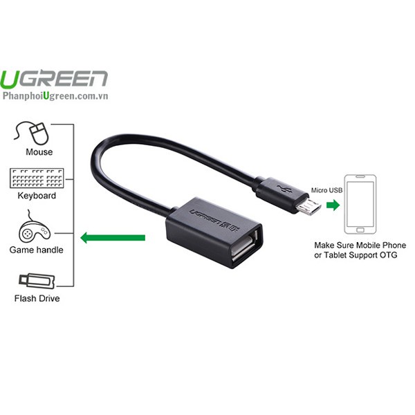 Cáp chuyển Micro USB sang USB 2.0 OTG UGREEN 10396 - Hàng Chính Hãng