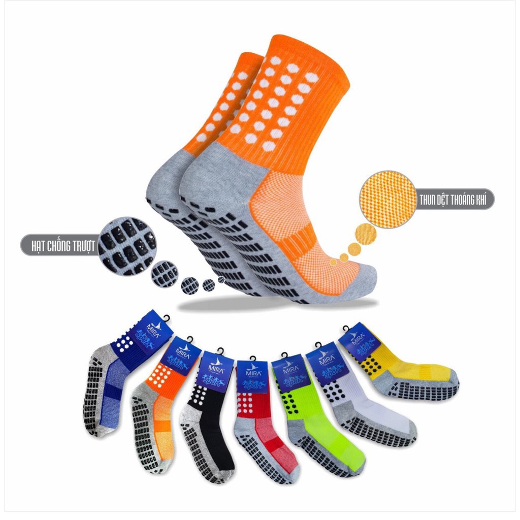 Tất chống trơn, vớ chống trơn thể thao bóng đá, bóng chuyền, bóng rổ nhiều màu