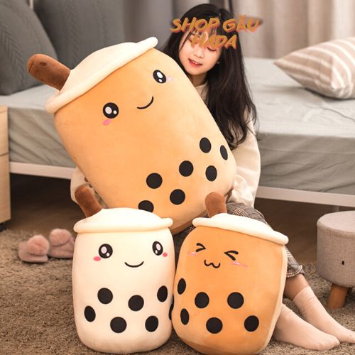 Gối Ôm Gấu Bông Bình Trà Sữa Siêu Kute Chất Liệu Nhung Cao Cấp Gấu Bông HADA