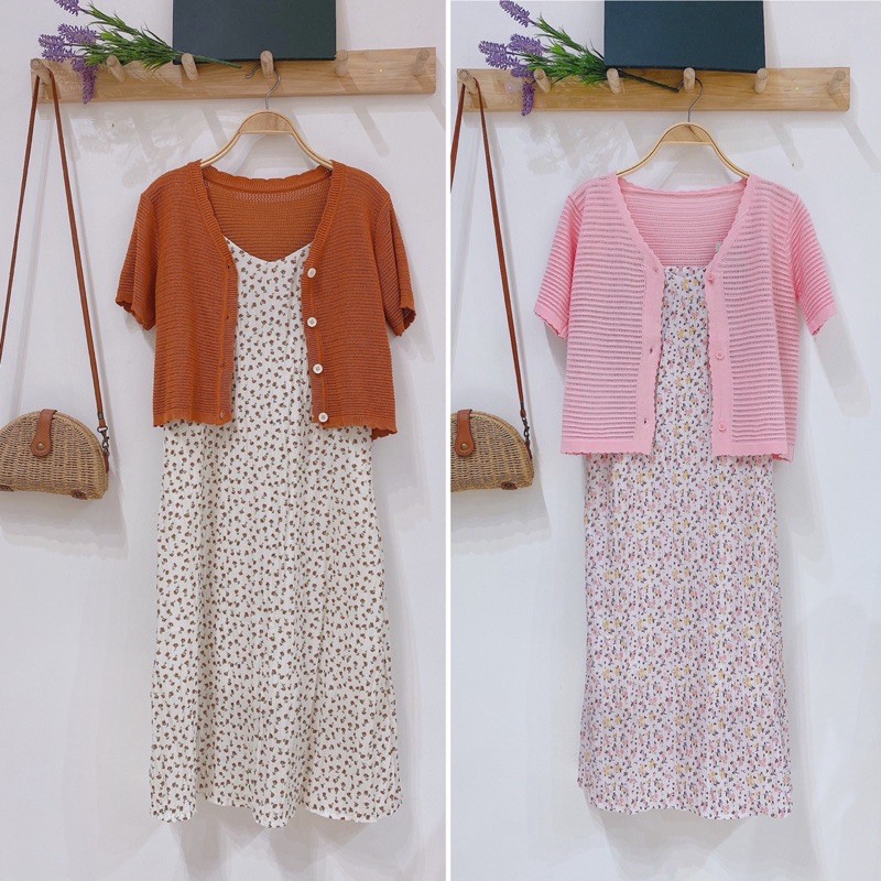 [Mã WAMT1505 giảm 10K đơn 0K] Váy 2 dây hoa nhí nhăn 2 lớp họa tiết hoa cỏ Ulzzang style 🌸 Hàng quảng Châu | BigBuy360 - bigbuy360.vn