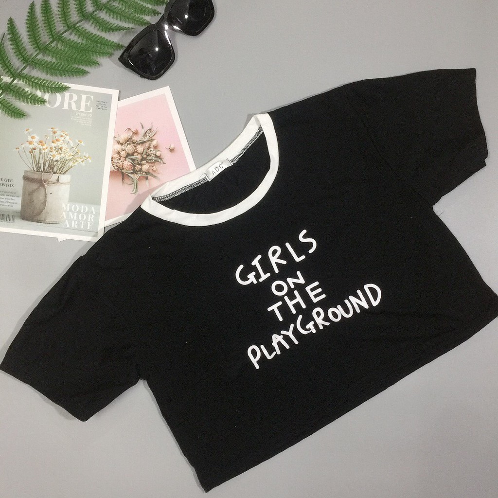 [Mã WASTUP giảm 10% tối đa 30K đơn 99K] [Sale Mid Year Áo croptop form rộng tay ngắn cổ tròn Girl On, chất thun cotton | BigBuy360 - bigbuy360.vn