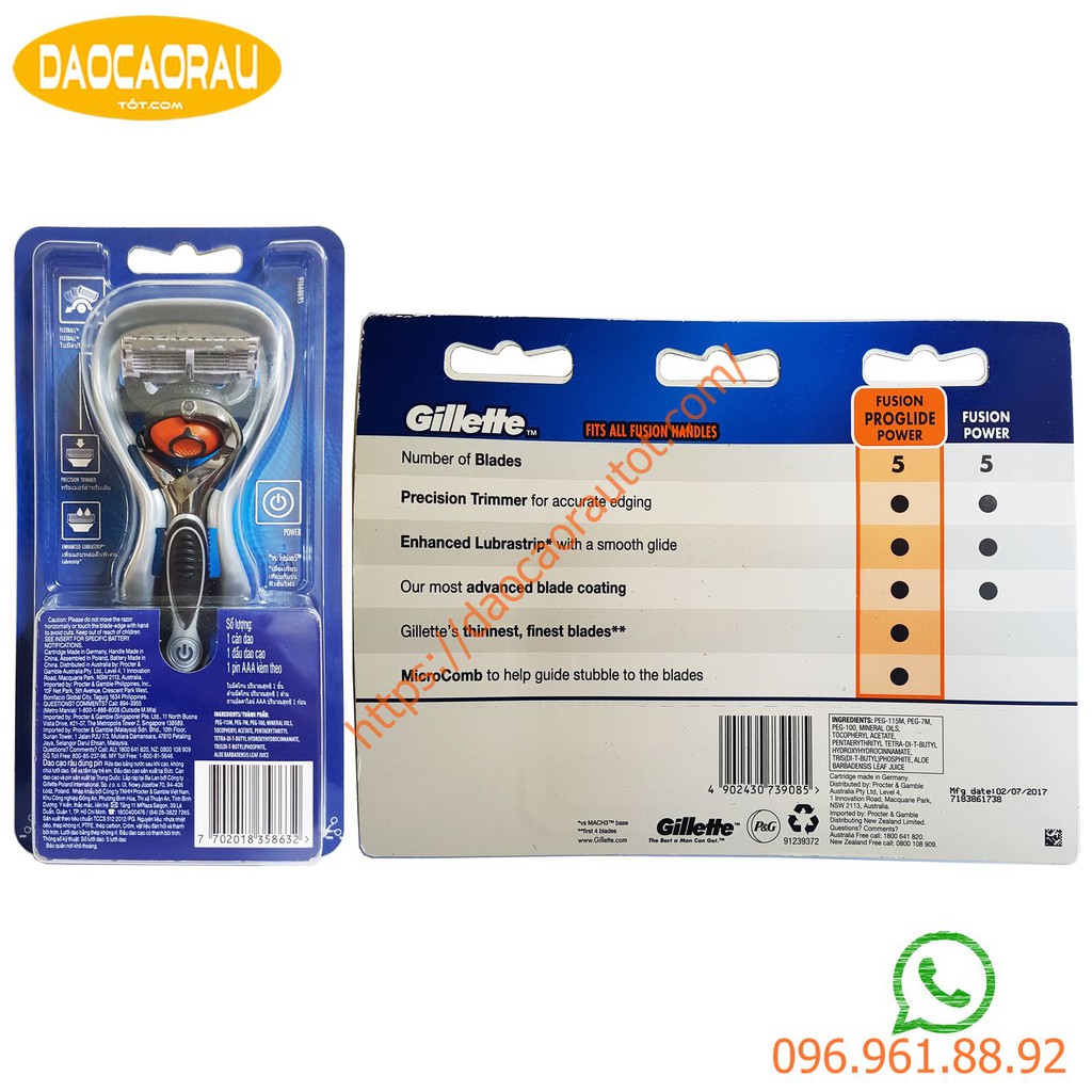 Bộ dao cạo râu 5 lưỡi Gillette Proglide5 Power (1 cán + 9 đầu cạo)