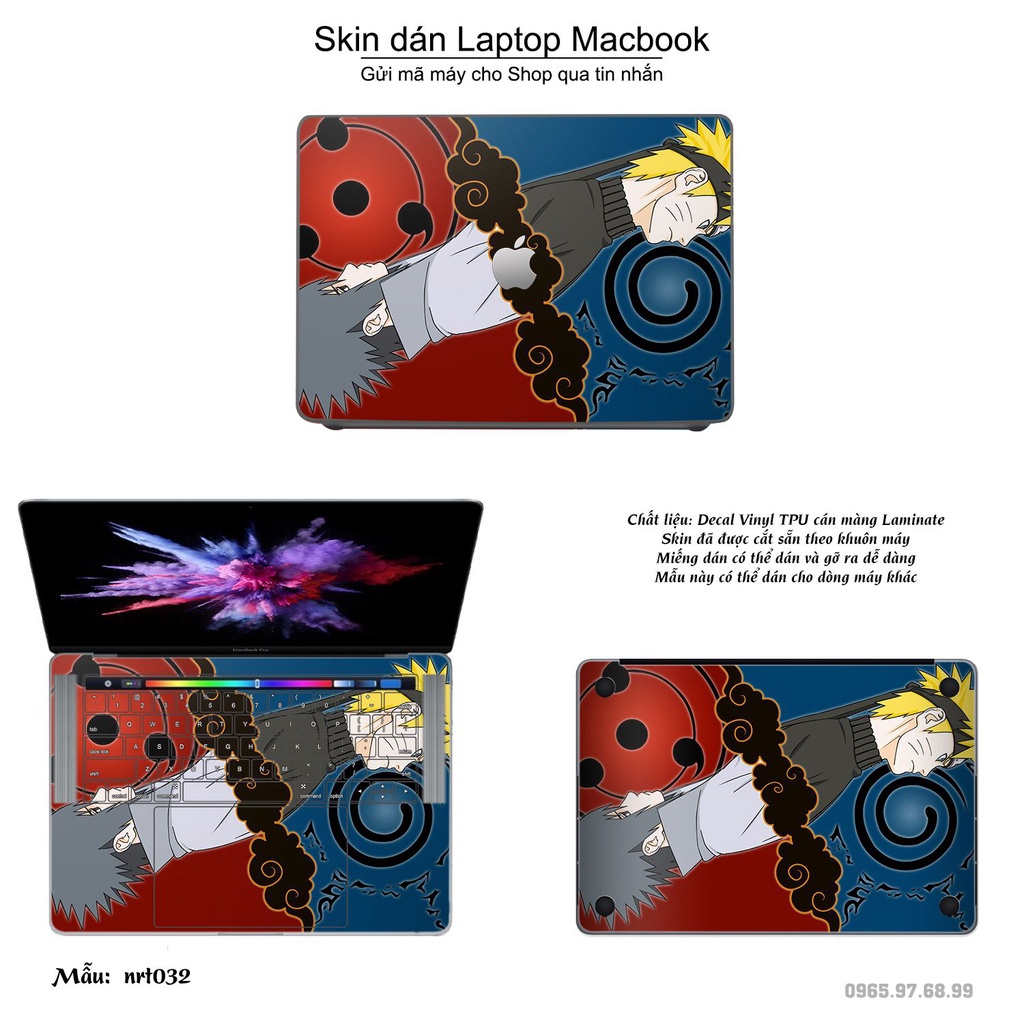 Skin dán Macbook mẫu Naruto (đã cắt sẵn, inbox mã máy cho shop)