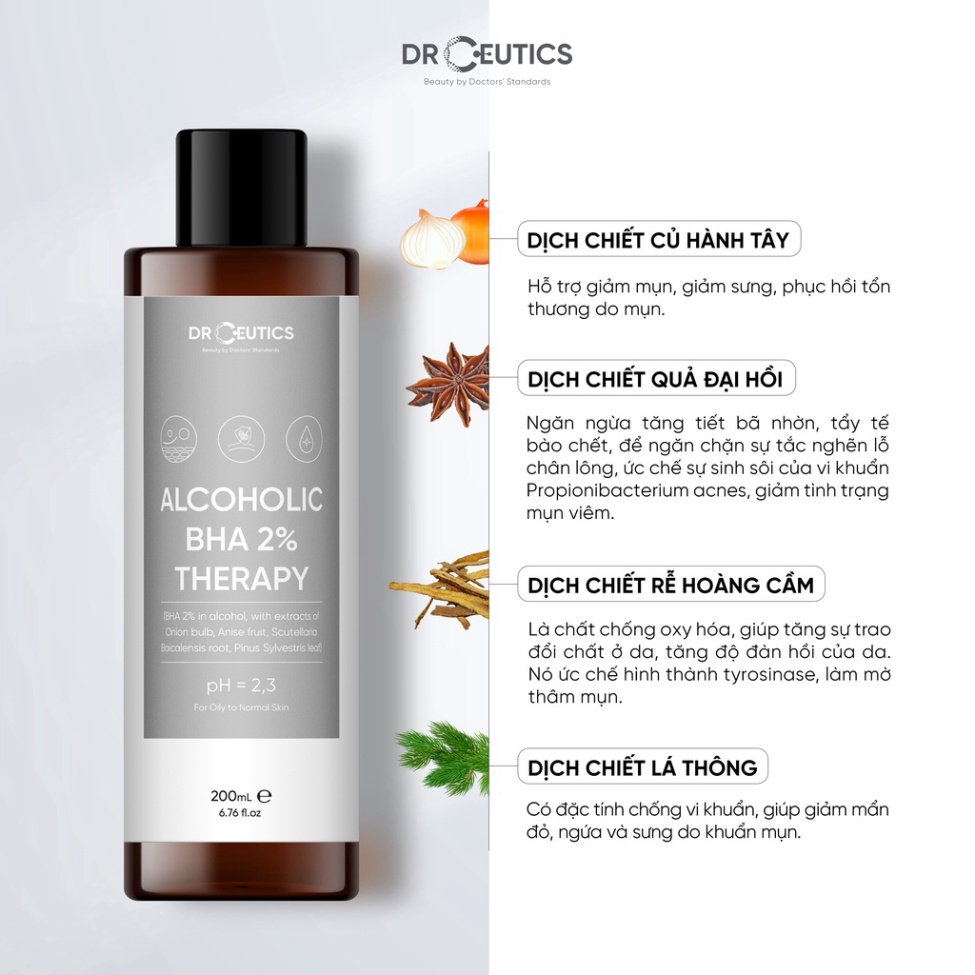 DRCEUTICS Toner Làm Sạch Và Cân Bằng Da DrCeutics BHA 2%