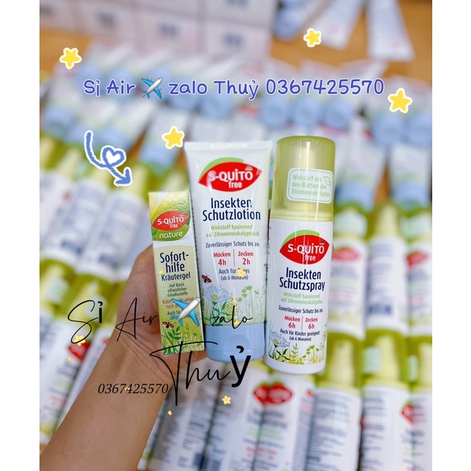(Hàng ✈️ đủ bill) Kem bôi , xịt muỗi đốt S-quito free baby &amp; kids 15ml