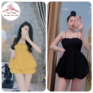 ✅ Sét Hót✅ áo bí 2 dây đũi xôp ✅ đồ bộ mặc nhà dễ thương freesize 58kg
