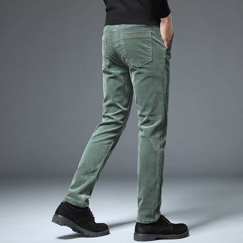 Quần Dài Dáng Rộng Bằng Vải Nhung Kẻ Thời Trang Mùa Thu Dễ Phối Đồ Cho Nam Trung Niên Musim Gugur Lelaki Seluar K