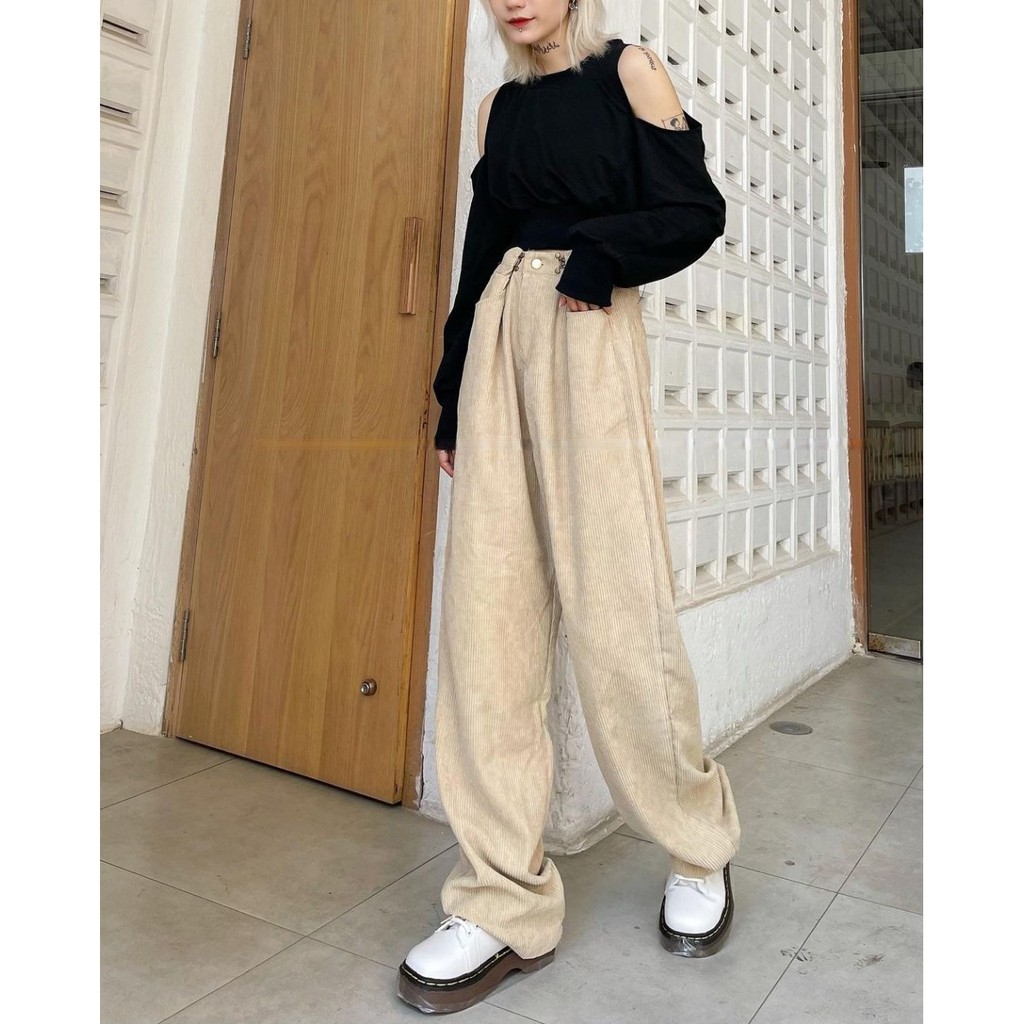 [Mã FAMARAL1 giảm 10K đơn 50K] Quần Dài Nhung Gân DONI PANTS Form Suông Phối Móc Gài Eo Ulzzang | BigBuy360 - bigbuy360.vn