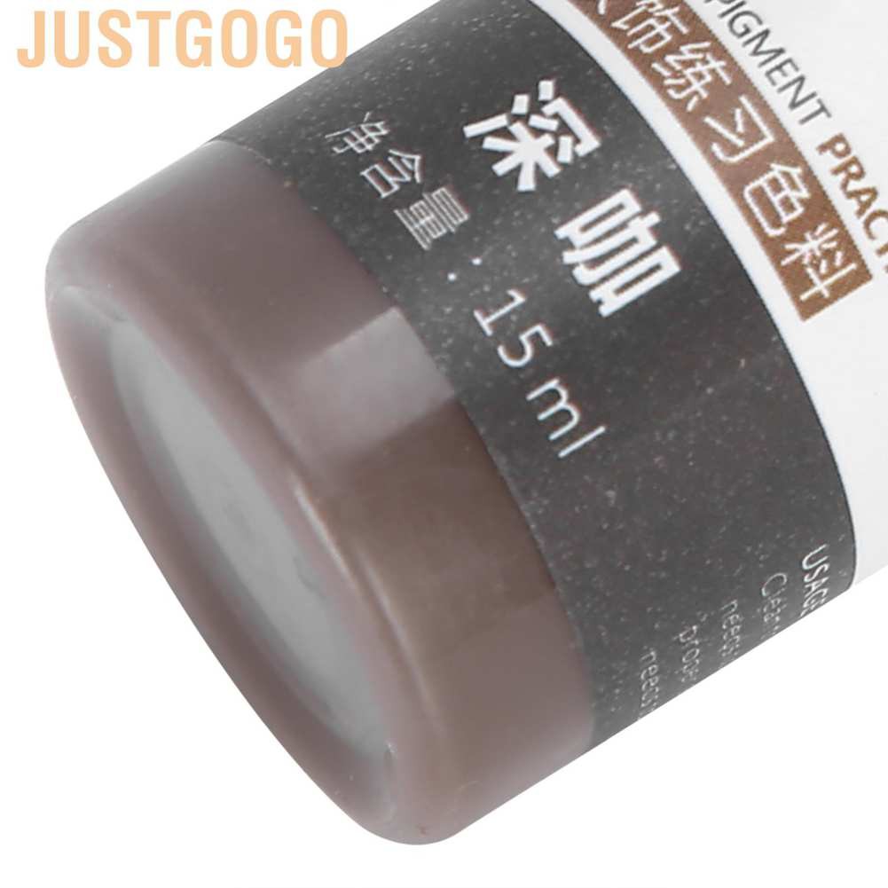 Justgogo 15ml Eyebrow Eyeliner Tattoo Pigment Microblading Semi‑Permanent Ink for Practice