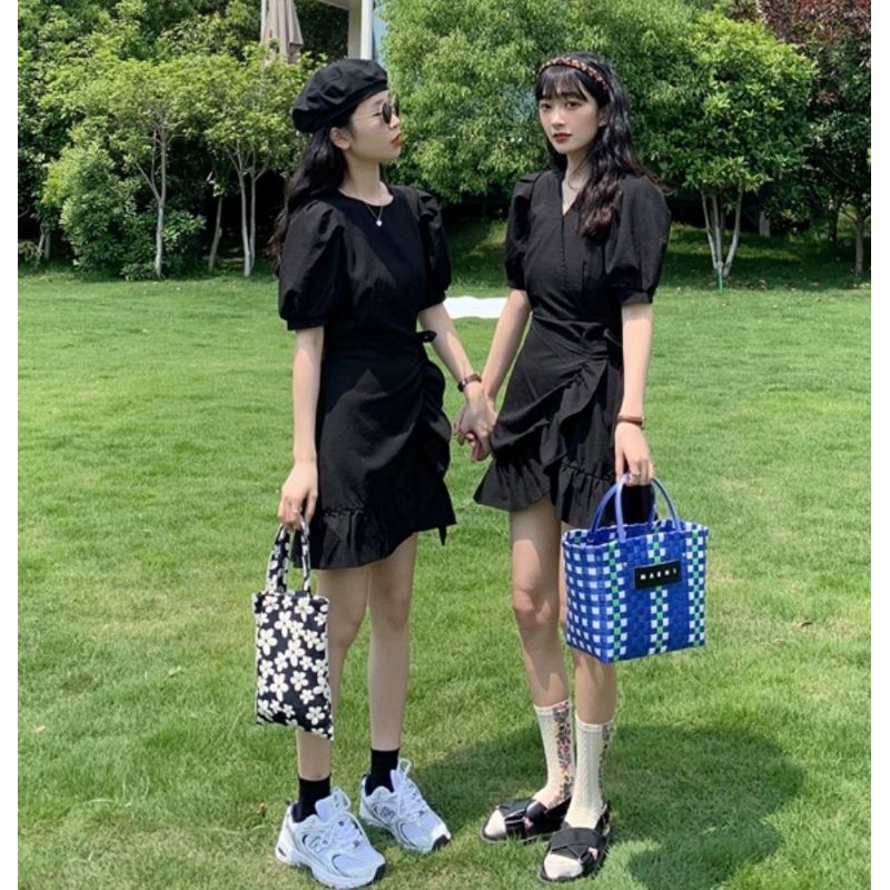 ❤Đầm đen tà chéo ulzzang❤ 2 kiểu siêu phẩm | BigBuy360 - bigbuy360.vn