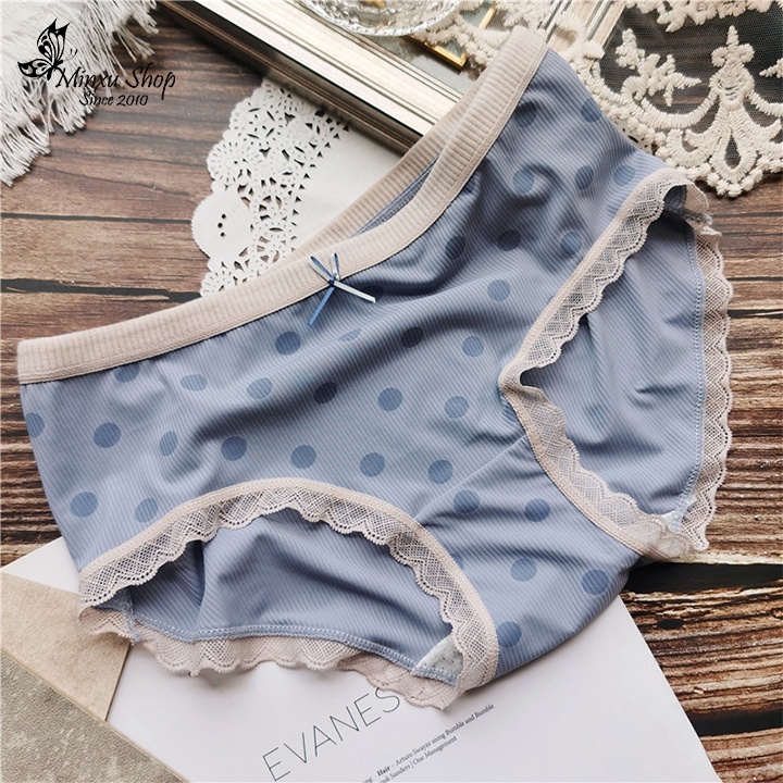 Quần lót nữ họa tiết chấm bi dễ thương vải tăm lạnh siêu mềm mịn mát lịm , quần lót học sinh kute Minxu shop 1928
