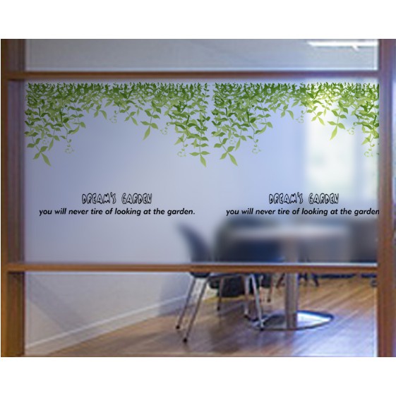 Decal trang trí kính cao cấp dây leo lá nhỏ ( 60cm x 58cm )