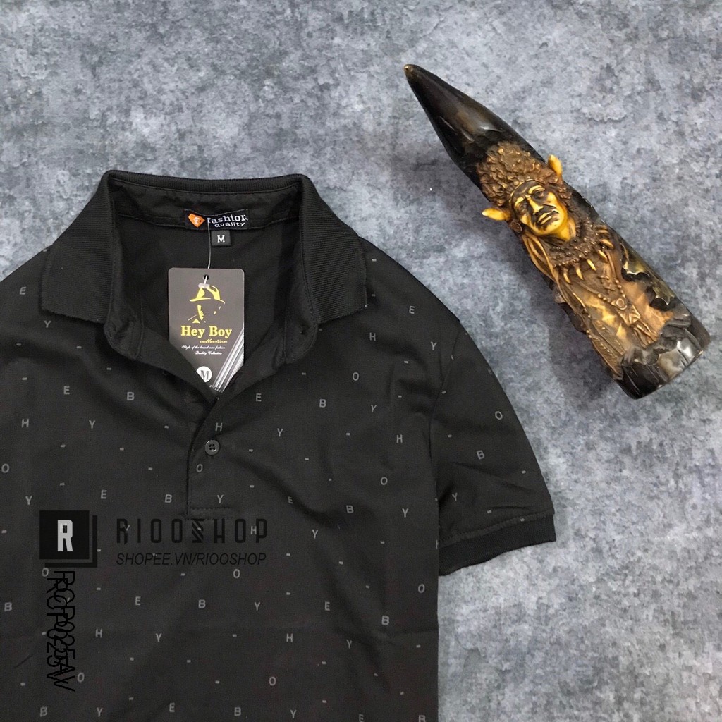 Áo thun nam ngắn tay cotton có cổ họa tiết đơn giản Heyboy cao cấp RCP025V - áo phông nam đẹp Riooshop | BigBuy360 - bigbuy360.vn
