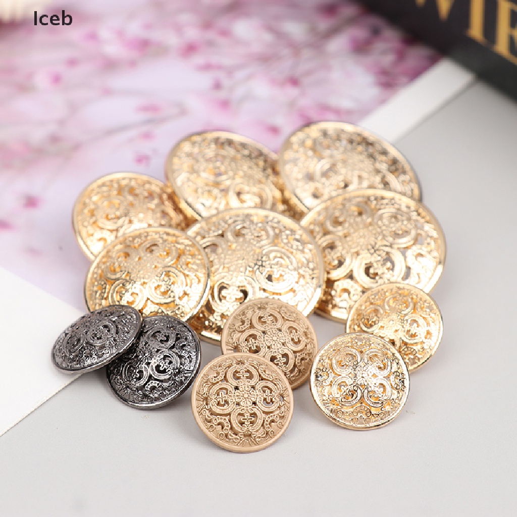Ic Bộ 10 Nút Áo Khoác Blazer Bằng Kim Loại Khắc Họa Tiết Rỗng Cho Sổ Tay Áo Khoác