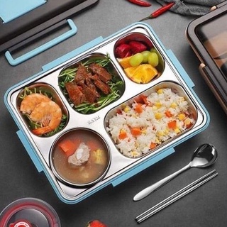 Khay Đựng Cơm 5 Ngăn - Khay Đựng Thức Ăn INOX Cao Cấp
