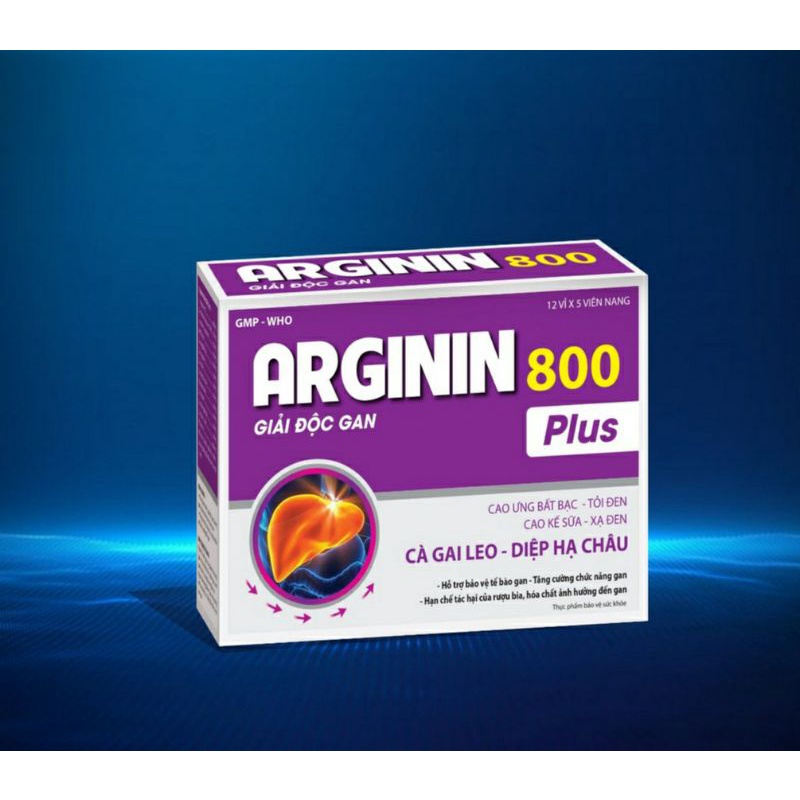 Viên uống GIẢI ĐỘC GAN ARGININ 800 PLUS - Giúp bảo vệ gan ,mát gan ,hạ men gan - Hộp 60 viên