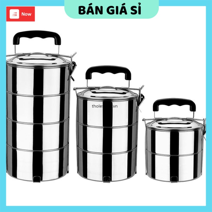 Hộp đựng cơm  GIÁ VỐN] Bộ cà mên 3 tầng inox 12cm chất liệu cao cấp không gỉ không sợ bể vỡ 8822