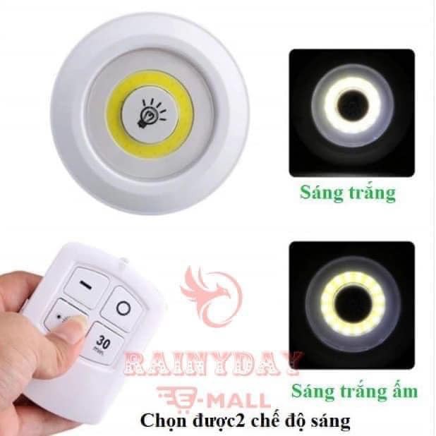 Đèn led dán tường thông minh treo cầu thang phòng ngủ gắn tủ trang trí [ Bộ 3 bóng mini Điều khiển từ xa ]