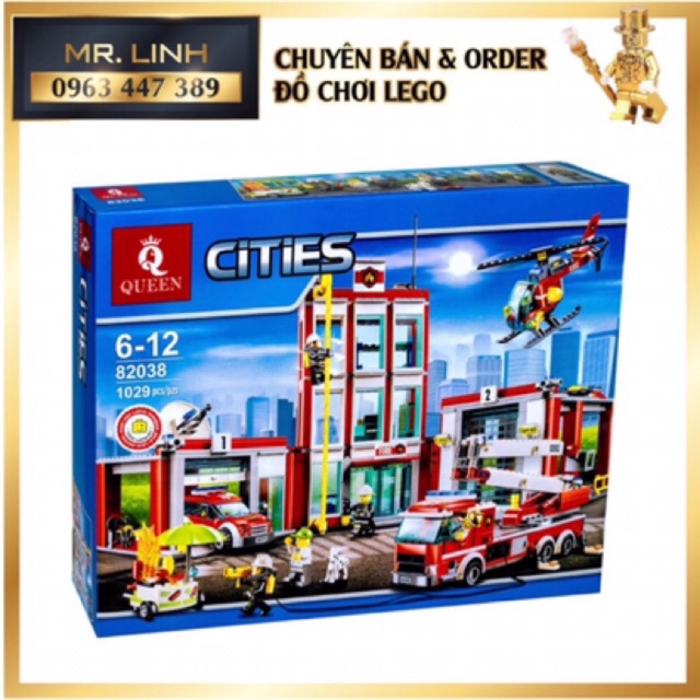 Lego - Lepin 02052 , Queen 82038 ( Trạm Cứu Hỏa Lớn 1029 khối )