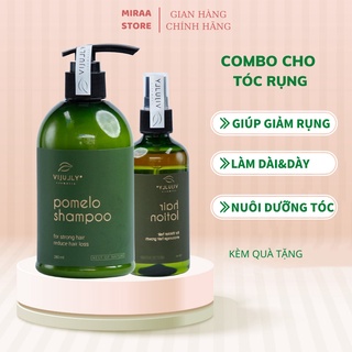 Bộ đôi cho tóc rụng, xịt bưởi vijully, dầu gội bưởi giúp mọc tóc