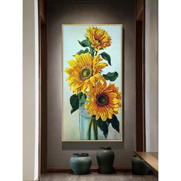 Tranh thêu Bình hoa hướng dương EDB61 (70 x 130cm)