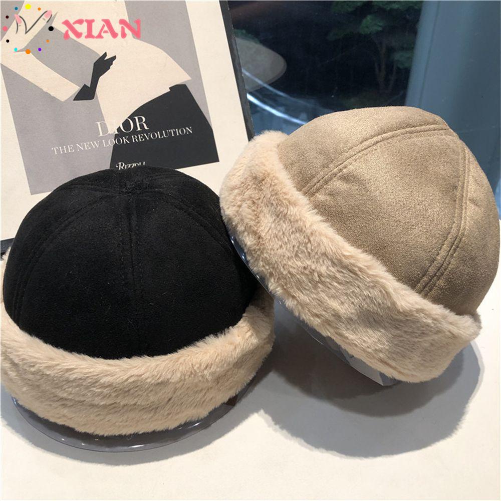 Mũ beanie vải nỉ không vành chống gió giữ ấm mùa đông phong cách retro nhiều màu sắc