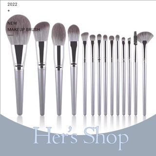 Bộ cọ trang điểm 14 cây kèm bao đựng - cọ trang điểm cá nhân đầy đủ chức năng - bộ cọ makeup chuyên nghiệp màu xám