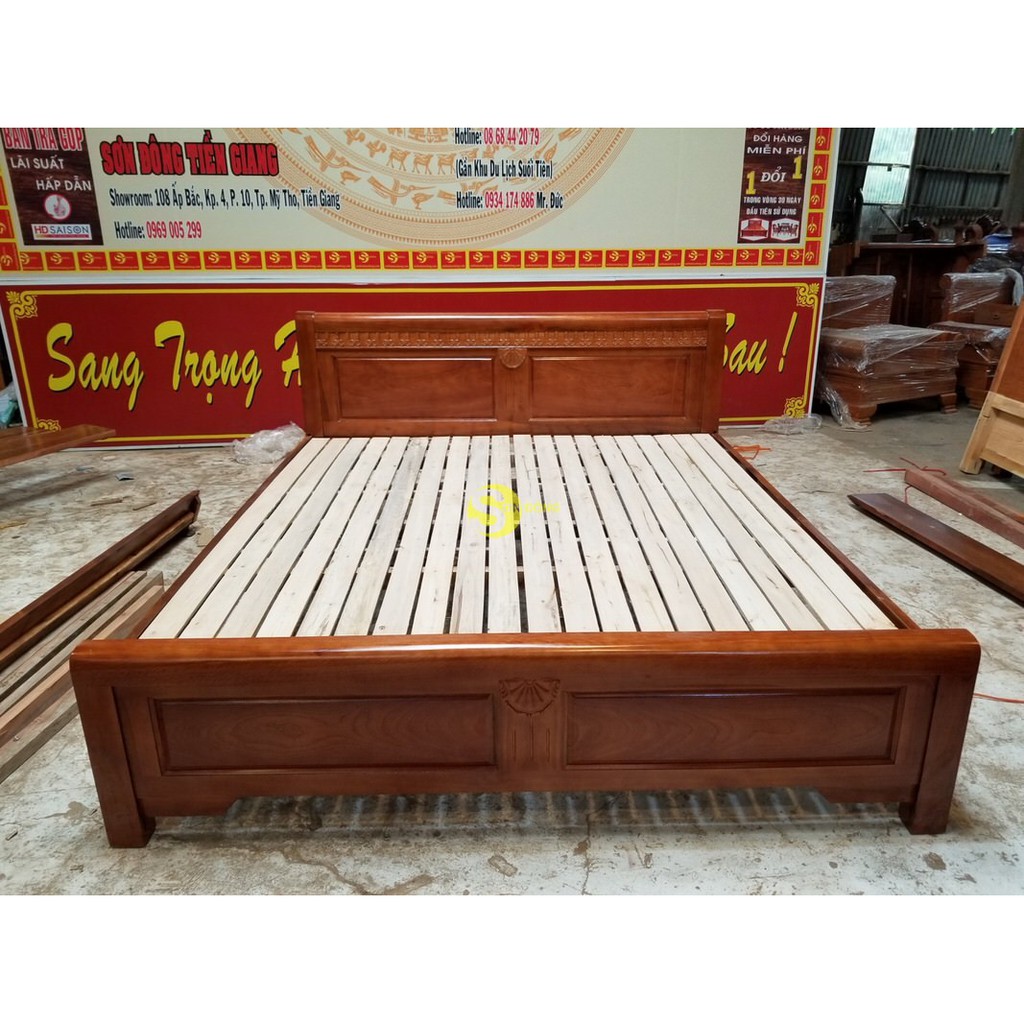 Giường ngủ gỗ Xoan Đào giá rẻ 1m8
