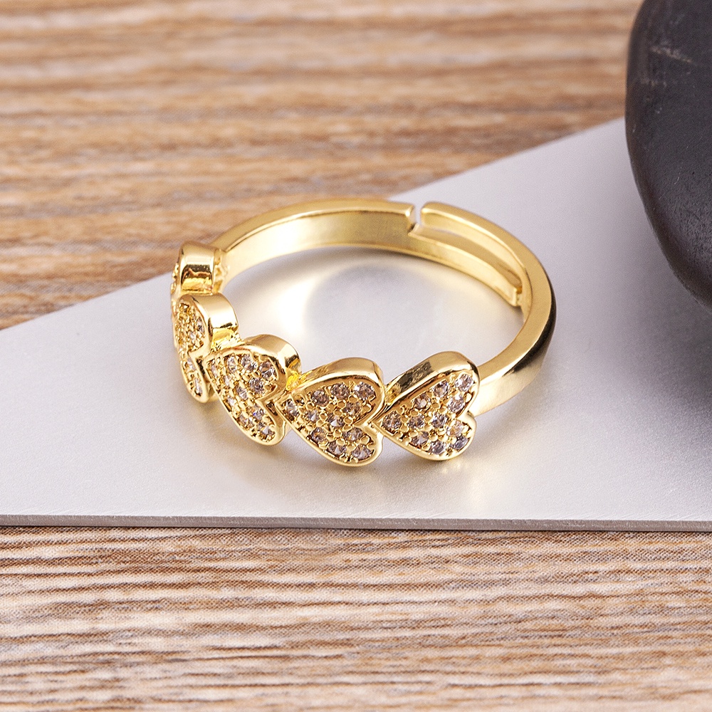 Nhẫn Hở Hình Trái Tim Đính Đá Zircon Có Thể Điều Chỉnh Kích Cỡ
