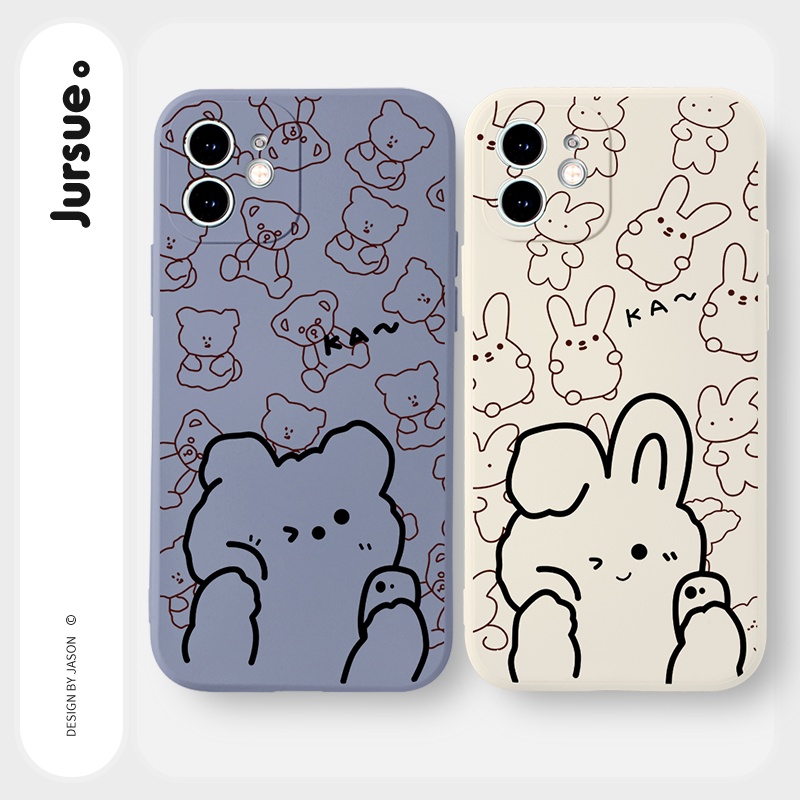Ốp lưng JURSUE hoạt hình cặp đôi dễ thương đẹp cho iPhone 13 12 11 Pro Max SE 2020 X XR XS ip 8 7 6 6S Plus kute Y182