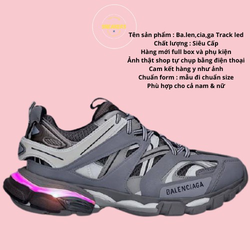 GIẦY THỂ THAO NAM NỮ SNEAKERS BALENCIAGA TRACK 3.0 BẢN LED MÀU XÁM