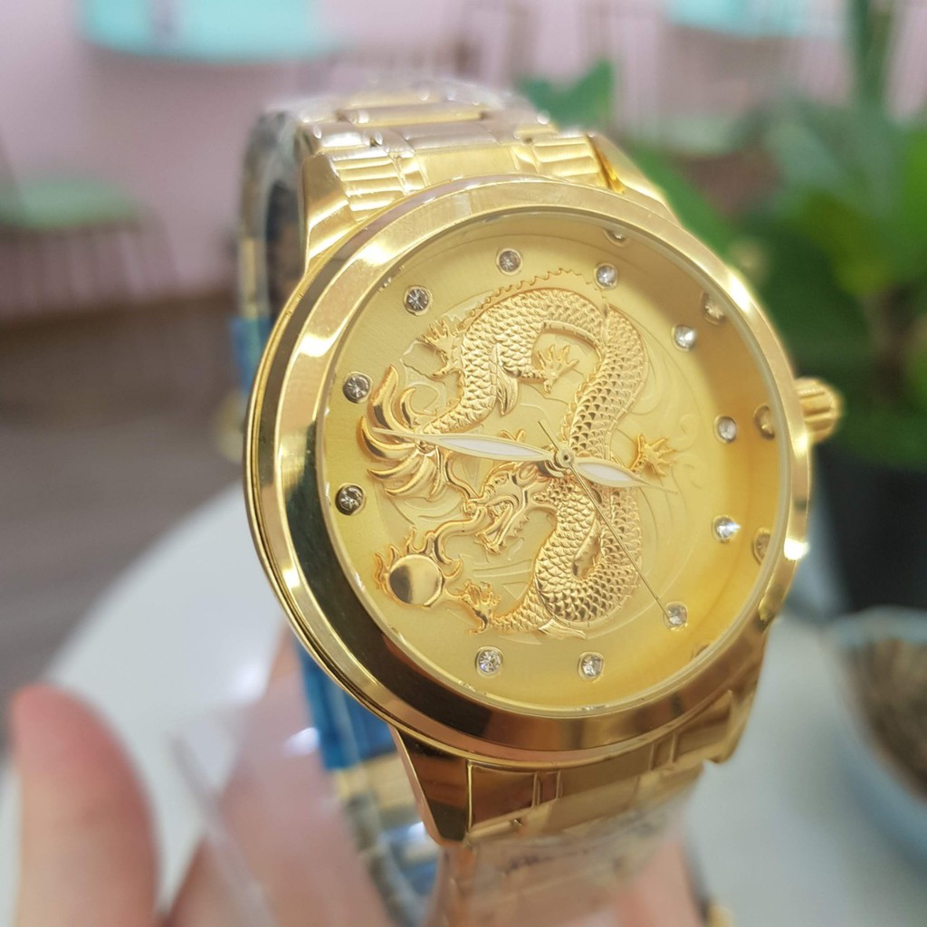 Đồng Hồ Nam SL Rồng 3D Số Ngọc Dây Da Nâu Size Tay Nhỏ Chính Hãng Tony Watch 68