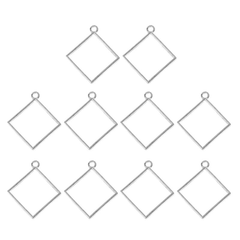 Bộ 10 Khung Mặt Dây Chuyền Hình Vuông Dạng Mở Dùng Làm Vòng Đeo Tay DIY