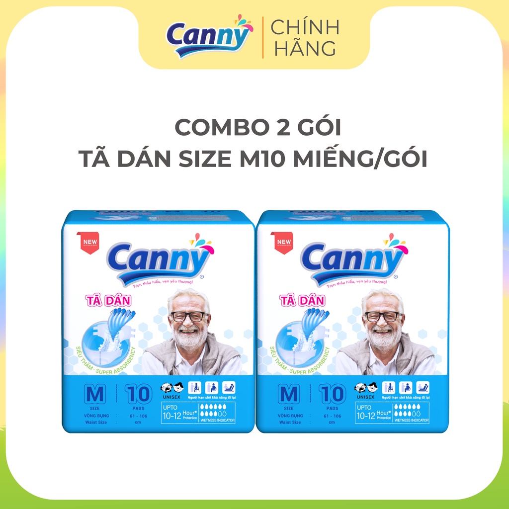 Bộ 2 gói Tã dán người lớn siêu thấm CANNY size M10 miếng/gói