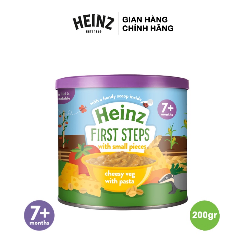 Bột Ăn Dặm Mì Ý Rau Củ Phô Mai HEINZ 200g (Date 2023) + Tặng 2 Hũ Táo Yến Mạch 170g (T7/2022)