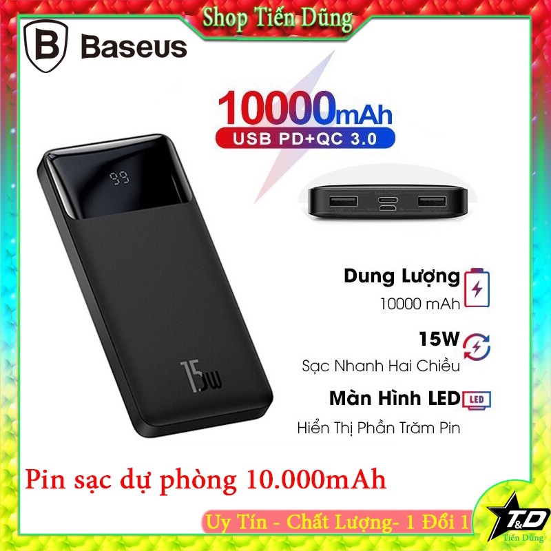 Pin Sạc dự phòng nhanh 20w baseus 20000mAh PD20W + QC3.0 có màn hình led hiển thị dung lượng pin