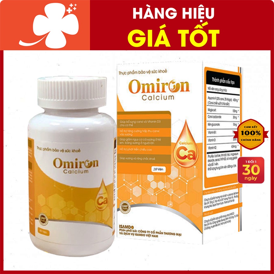 Omiron Calcium - viên uống tăng chiều cao, bổ sung Canxi và Vitamin D3, hỗ trợ phát triển chiều cao