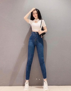 QUẦN JEAN DÃN CẠP CAO 2 TÚI