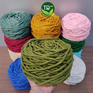 200 gr dây thừng cotton màu xanh rêu, nguyên liệu làm macrame, size 3mm, 5mm, mềm, mịn, mượt, giá tốt I Store24h