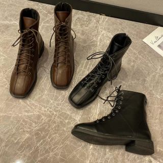 [ E'mer Order 💎]  T92 Boot Da Nữ Mũi Vuông Phong Cách Vintages Cao Cổ Mix Đường Chỉ Siêu Ngầu