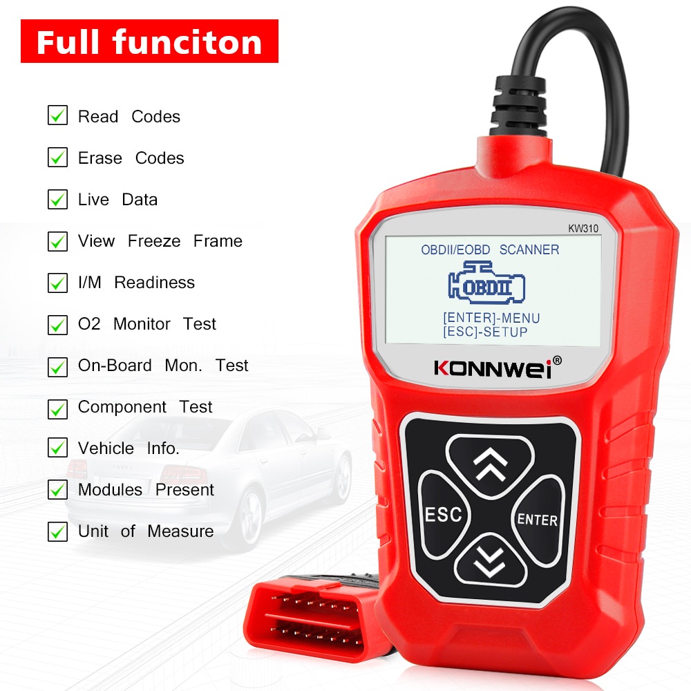 Konnwei kw310 obd2 Máy Quét Xe Hơi Khuếch Đại Ngôn Ngữ Nước Nga obd 2 Cho Ô Tô Ov2 Tốt Hơn elm327