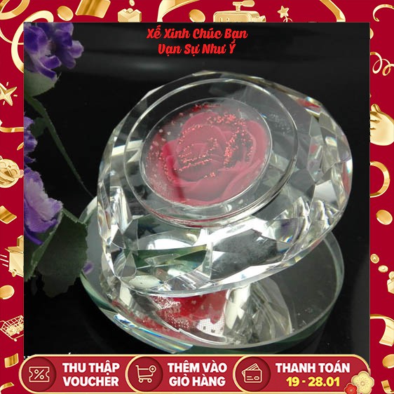 Trái tim hoa hồng pha lê hương nước hoa trang trí ô tô, văn phòng, bàn làm việc 450gr