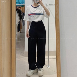 [QB2111] Quần jeans suông đen trơn mã 2111 (Có sẵn/Ảnh thật)